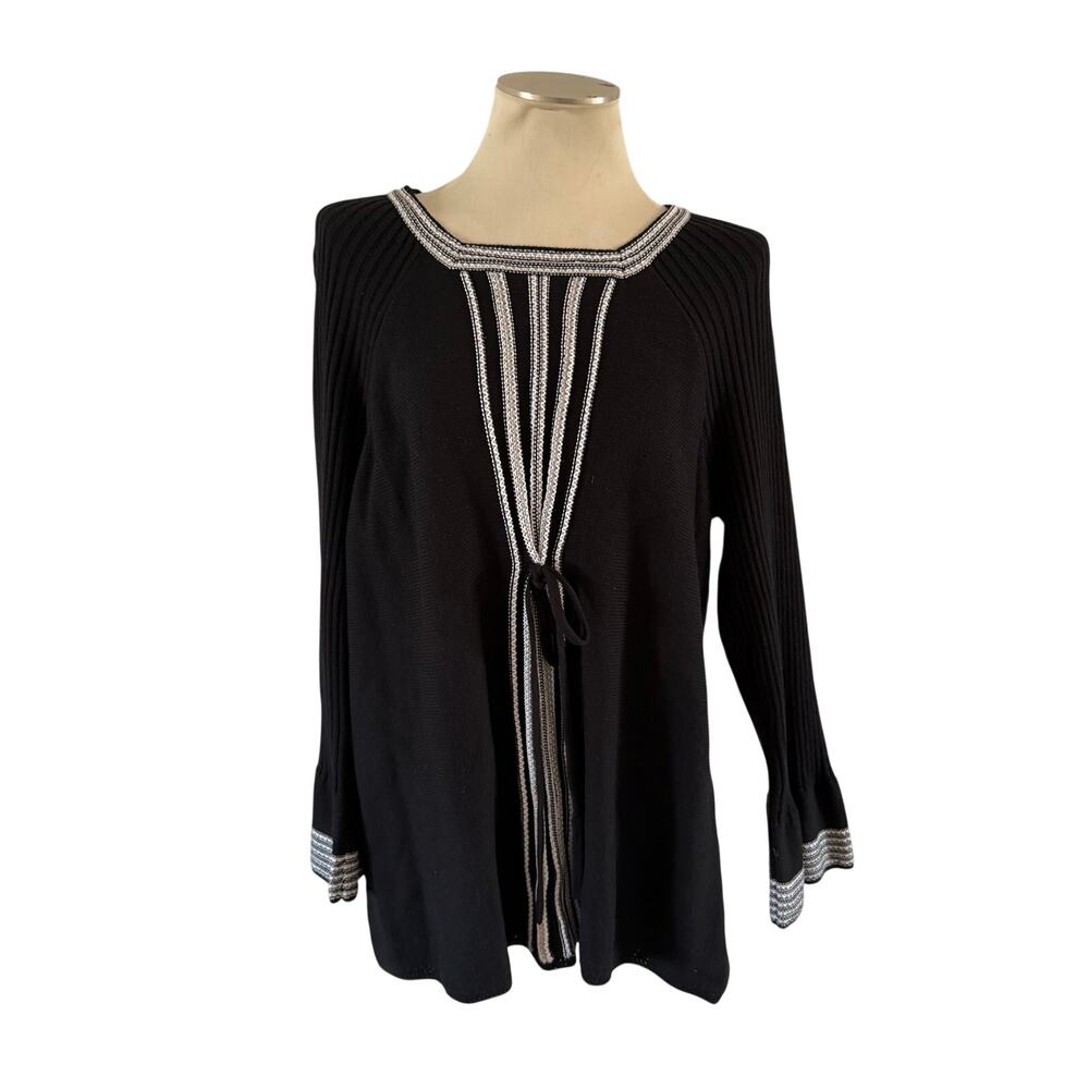NWT Dress Barn Black Square Neck Bow Detail Knit Tunic Sweater Plus Size 1X